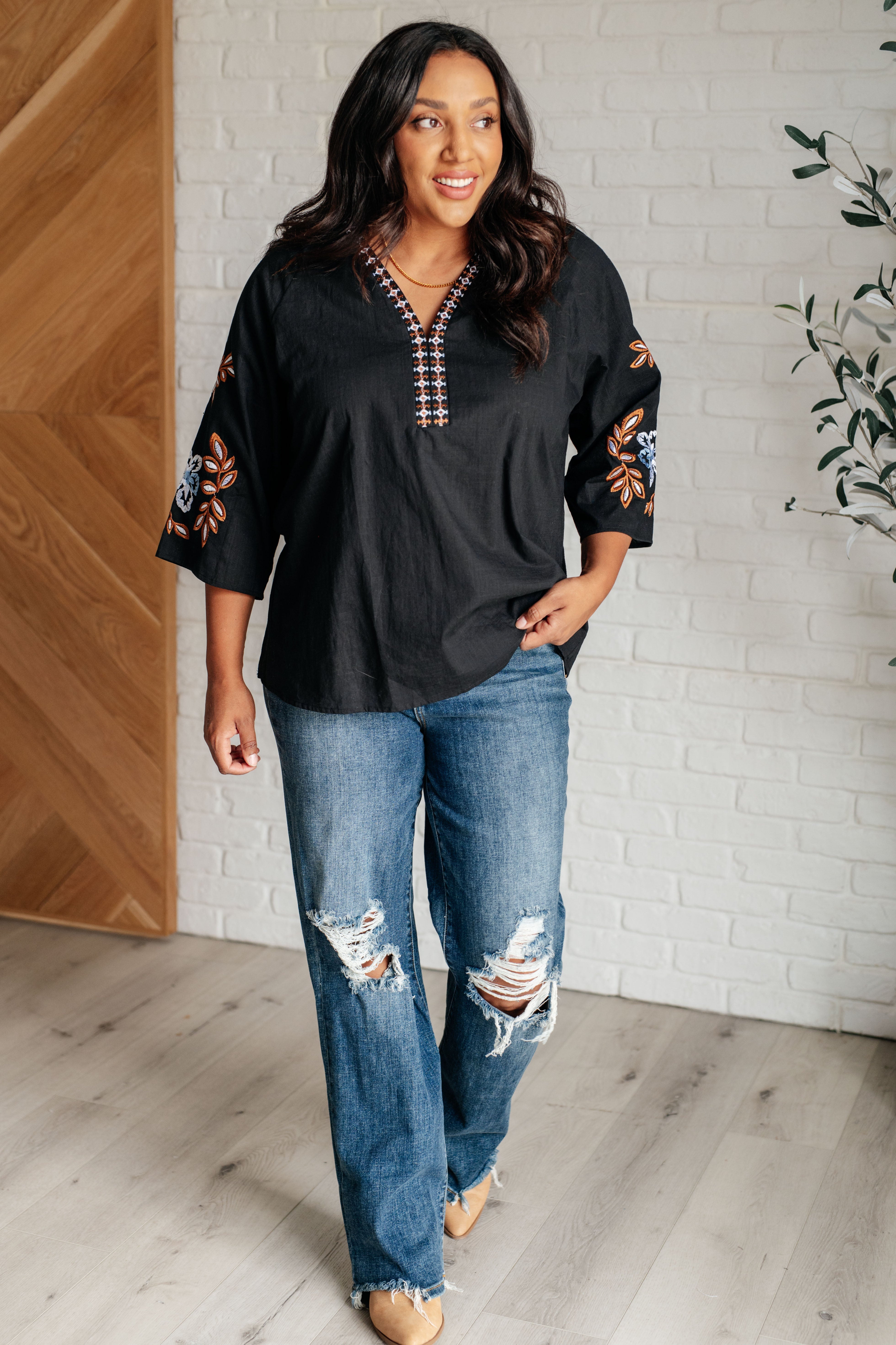 All In Me Embroidered V-Neck Blouse – The Rusty Rose All In Me Embroidered V-Neck Blouse – The Rusty Rose