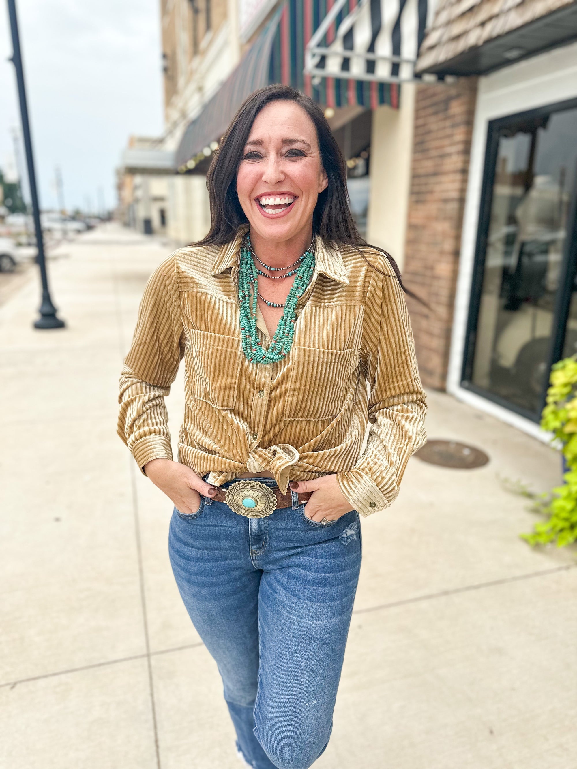 Golden Button Down