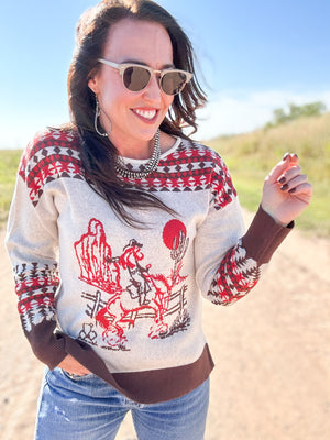 Vintage Cowgirl Sweater Red