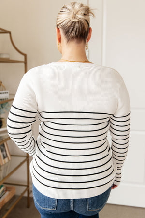 Be Still V-Neck Striped Sweater