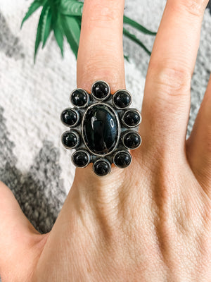 Black Onyx Cluster Ring